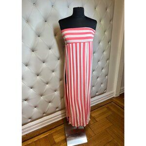 Cemi Ceri Pink And White Striped Strapless Maxi Dress Size L